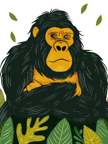 Tired Gorilla Illustration - Jungle Themed Artwork POD Design