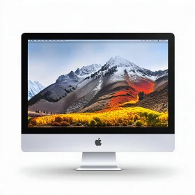 Colorful Autumn Mountain Range Displayed on iMac