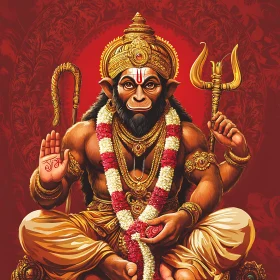 Detailed Artwork of Hindu God Hanuman
