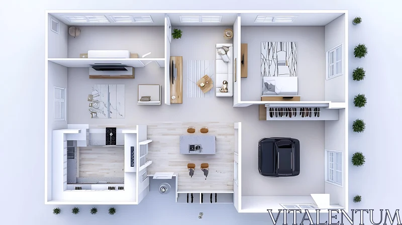 AI ART Minimalist Apartment Floor Plan