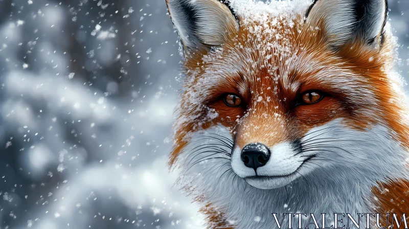 Snowy Fox Portrait AI Image