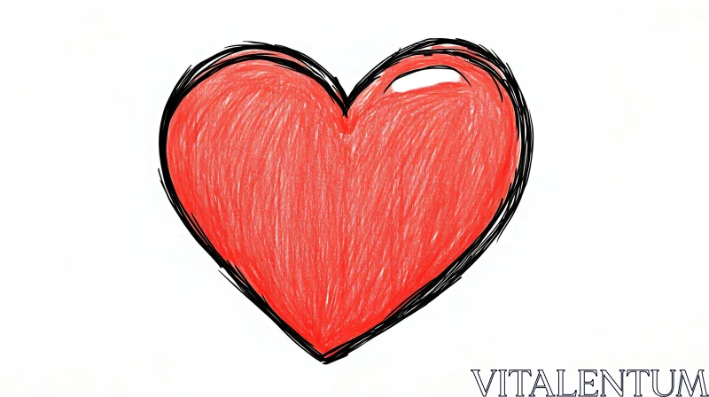 AI ART Simple Red Heart on White