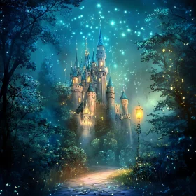 Fantasy Castle in Moonlight