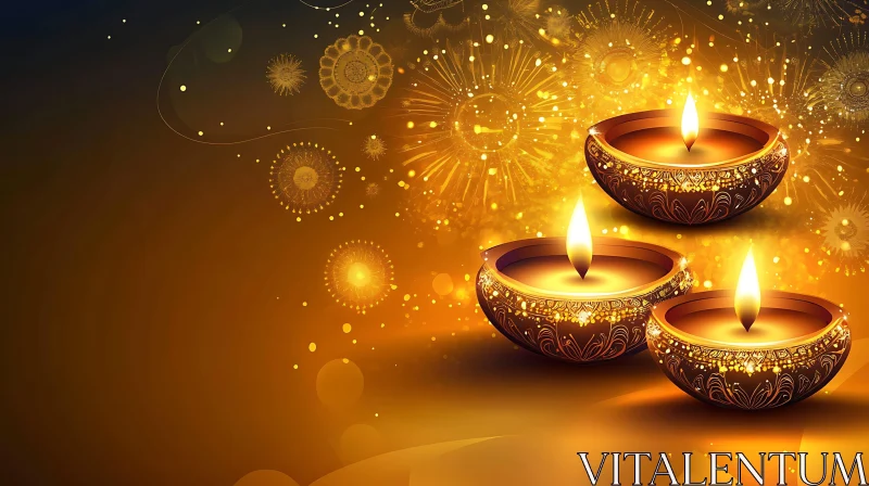 Golden Diwali Lamps: Festive Light Art AI Image