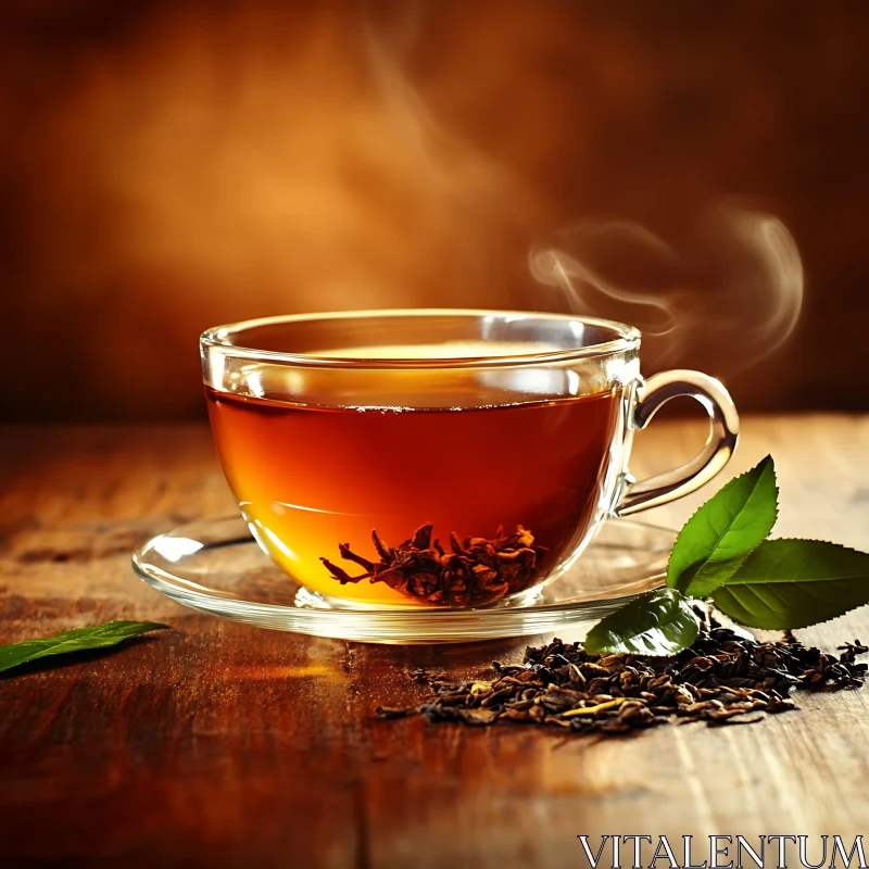 Aromatic Tea in Glass Cup AI Image