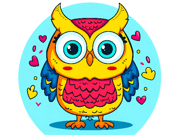 Whimsical Owl with Hearts POD Design