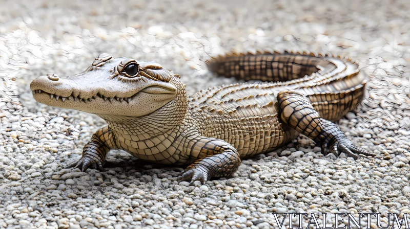 Crocodile Illustration on Gravel AI Image