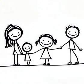 Minimalist Family Line Drawing