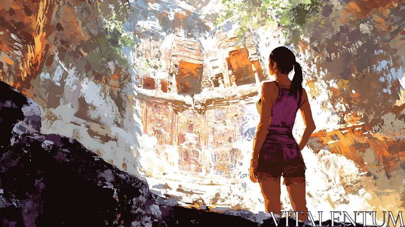 AI ART Woman at Ancient Ruins