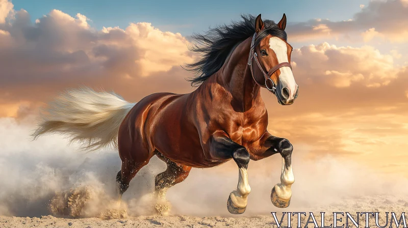 Horse in Motion at Dusk AI Image