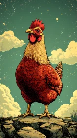 Cosmic Chicken Illustration AI Image