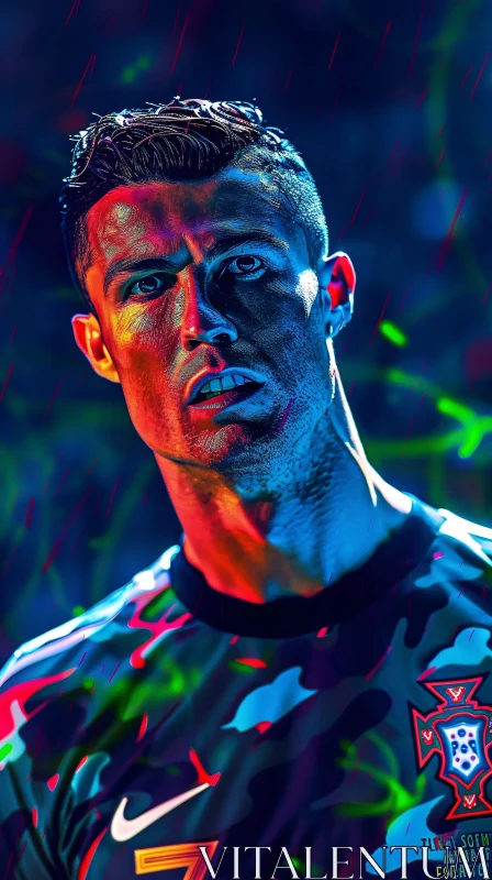 Cristiano Ronaldo Vibrant Color Portrait AI Image