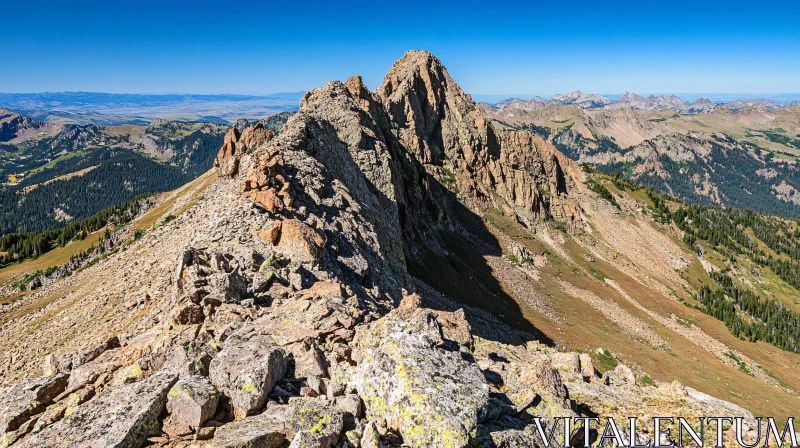 Scenic Mountain Landscape with Rocky Formations AI Image