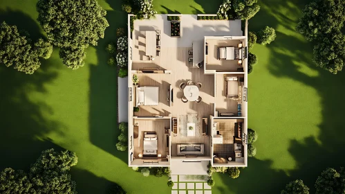 Architectural Blueprint: House Design with Greenery