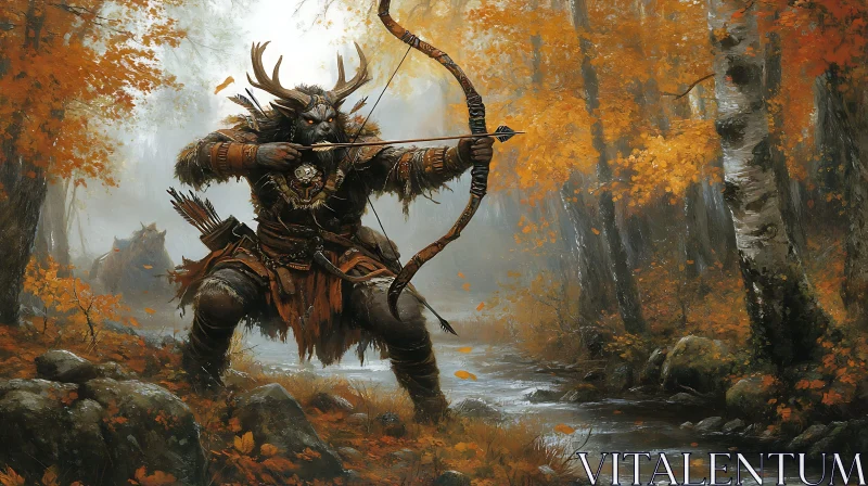 AI ART Antlered Warrior in the Woods