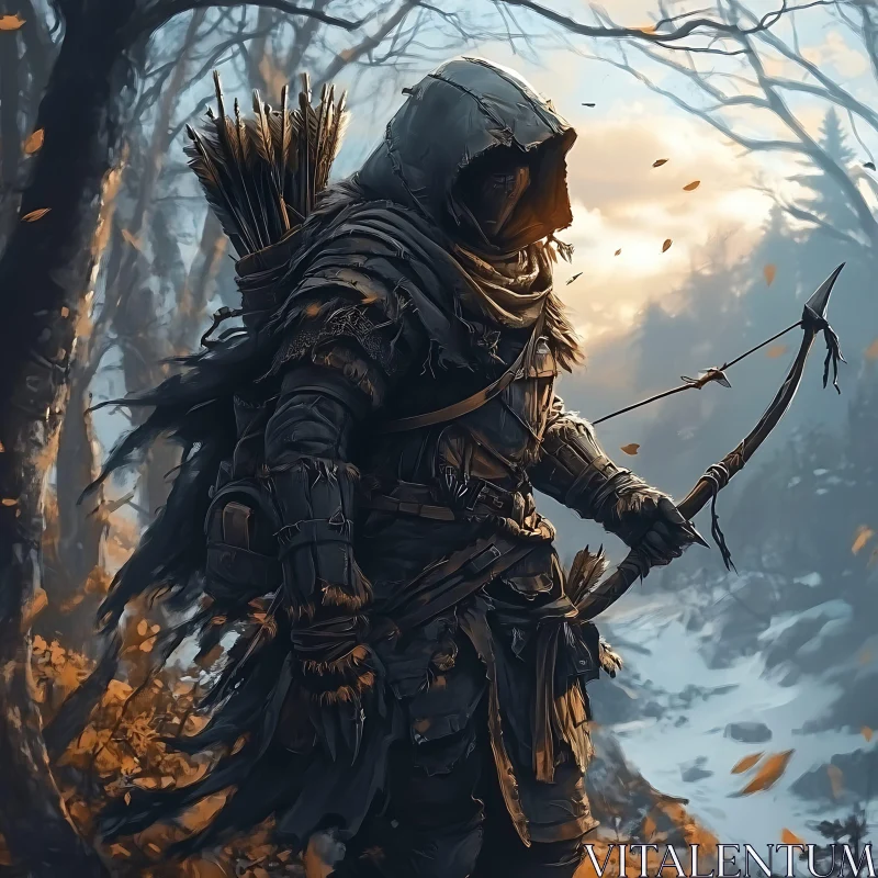 Mysterious Archer in the Woods AI Image