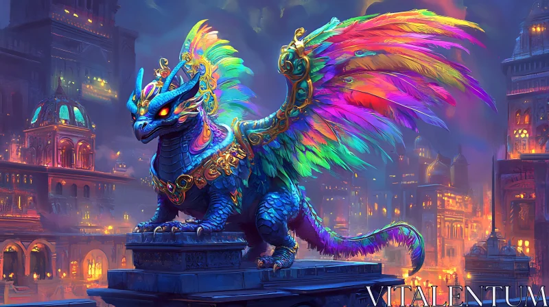 AI ART Feathered Dragon Guardian of the City