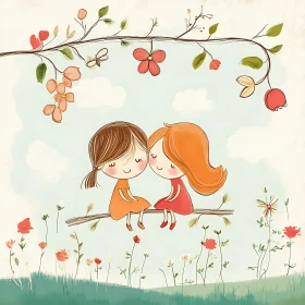 Whimsical Friendship Scene
