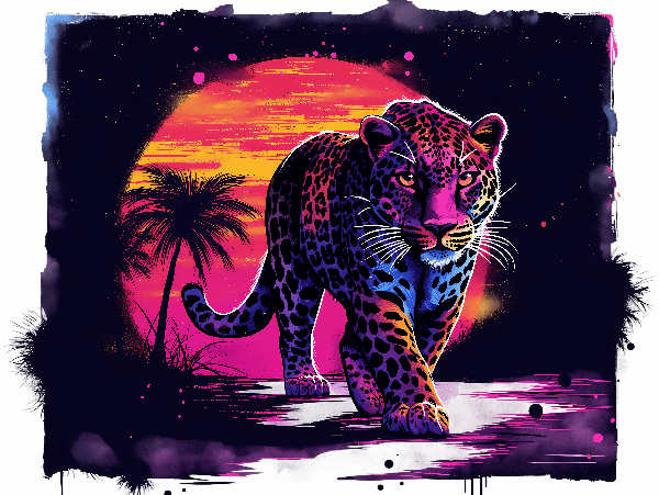 Leopard Sunset T-Shirt Design POD Design