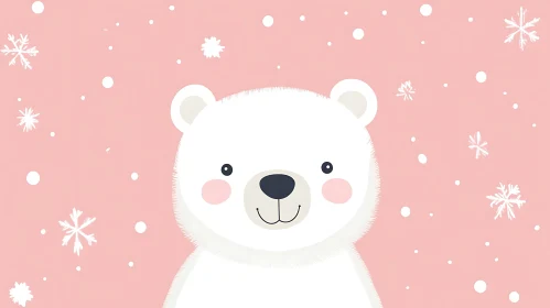 Cute Bear Art with Winter Snowflakes