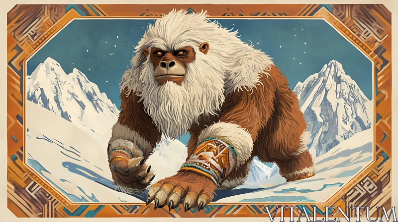 AI ART Furry Yeti Portrait in Winter Landscape