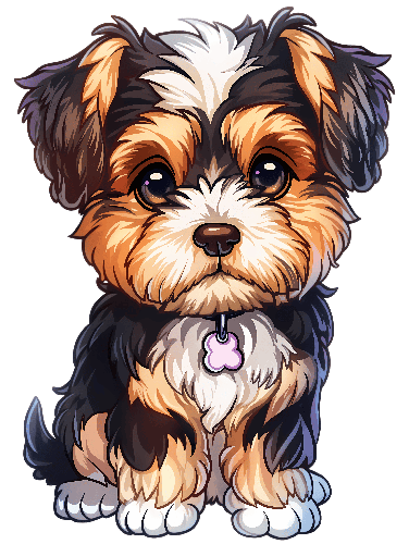 Adorable Cartoon Yorkshire Terrier Puppy Illustration POD Design