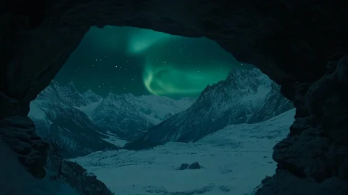 Aurora Borealis Over Snow-Capped Mountains