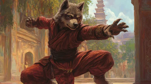 Fierce Wolf Warrior in Temple Stance
