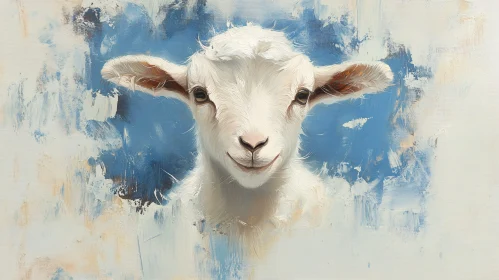 Gentle Goat Art in Serene Blue