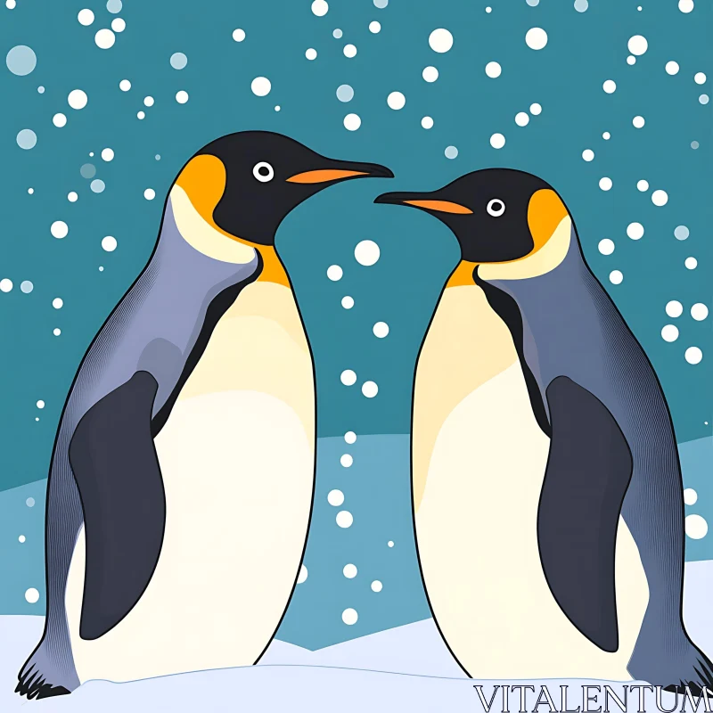 AI ART Charming Penguin Illustration in Snowy Setting