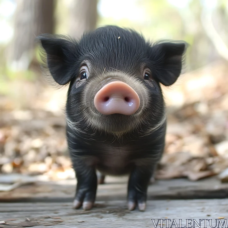 Cute Piglet in Nature AI Image