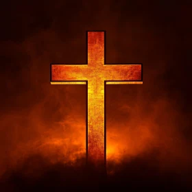 Luminous Cross in Dark Fiery Setting