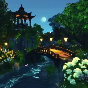 Tranquil Night Landscape with Bridge