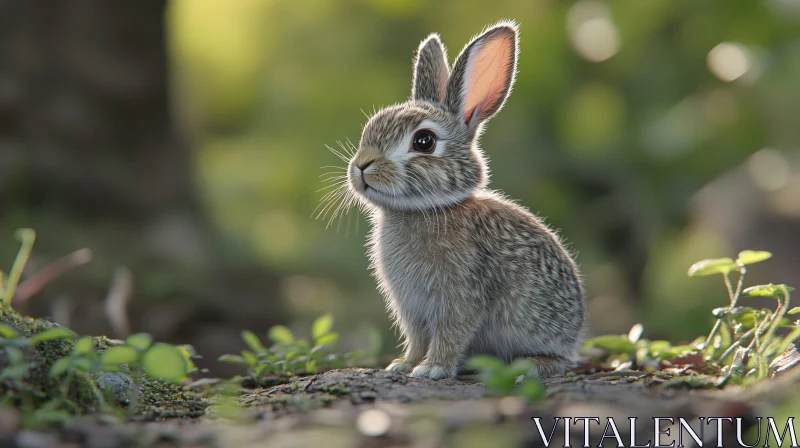 Cute Rabbit Amidst Nature AI Image