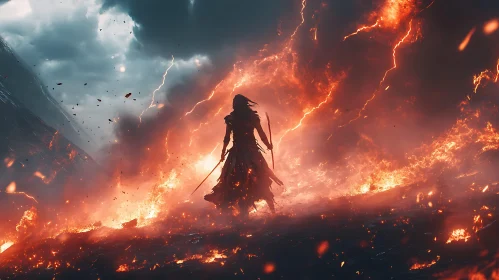 Fiery Warrior in a Storm