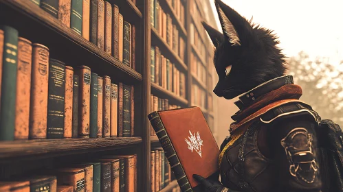 Anthropomorphic Cat Reading a Book