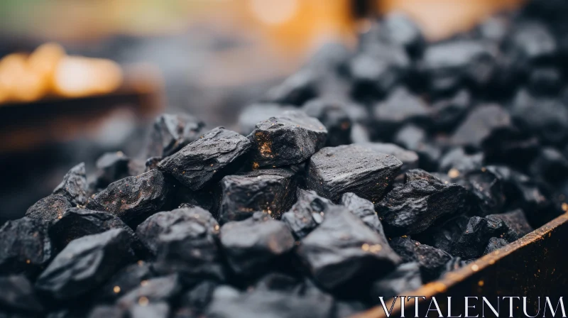 Earthen Tones of Black Coal in Industrial Setting AI Image