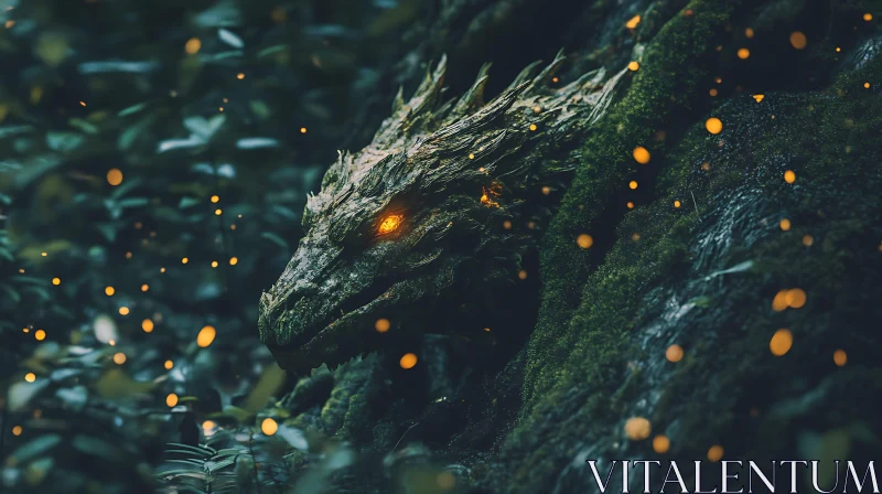 AI ART Ancient Forest Dragon Illustration