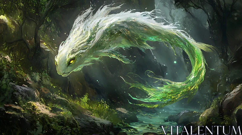 AI ART Luminous Serpent in Forest Illustration