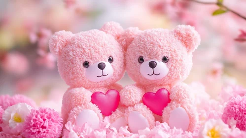 Teddy Bear Love in a Floral Embrace