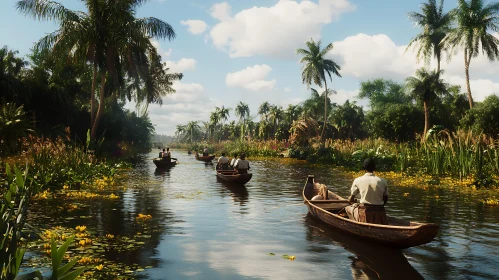 Boats on a Tropical River