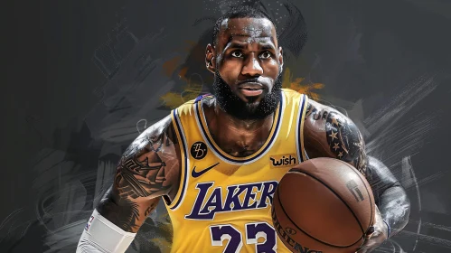 LeBron James Lakers Portrait