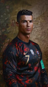 Ronaldo's Captivating Portrait with Detailed Background