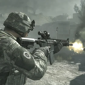 Soldier in Action: A Moment of Conflict