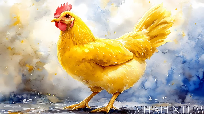 AI ART Artistic Chicken in Yellow Tones