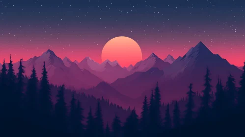 Tranquil Mountain Sunset Scenery
