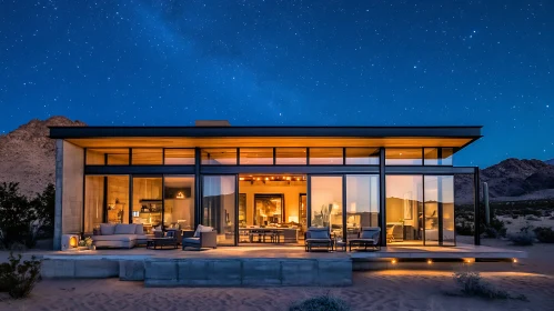 Contemporary Desert House Under Stars