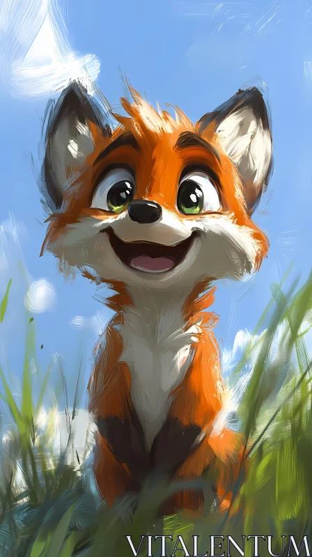 Playful Cartoon Fox Illustration AI Image