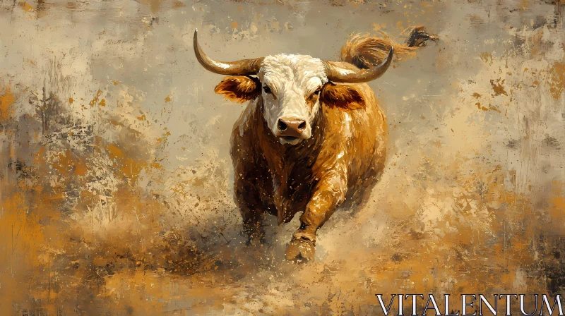 Dynamic Charging Bull Painting AI Image