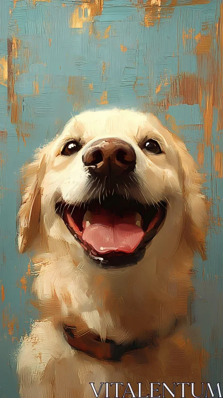 AI ART Smiling Golden Retriever Painting